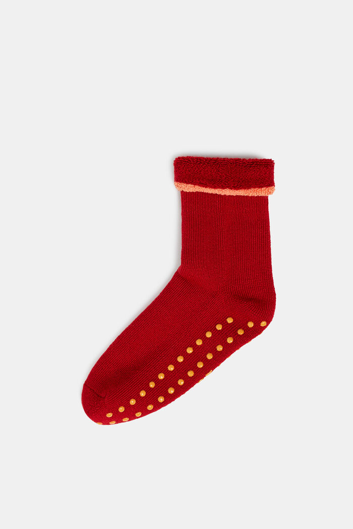 Met scheerwol: zachte sokken met stroeve zool, RED, detail image number 0