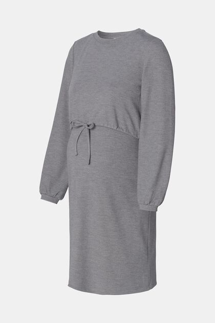 Jersey jurk met lange mouwen en voedingsfunctie, MEDIUM GREY, overview