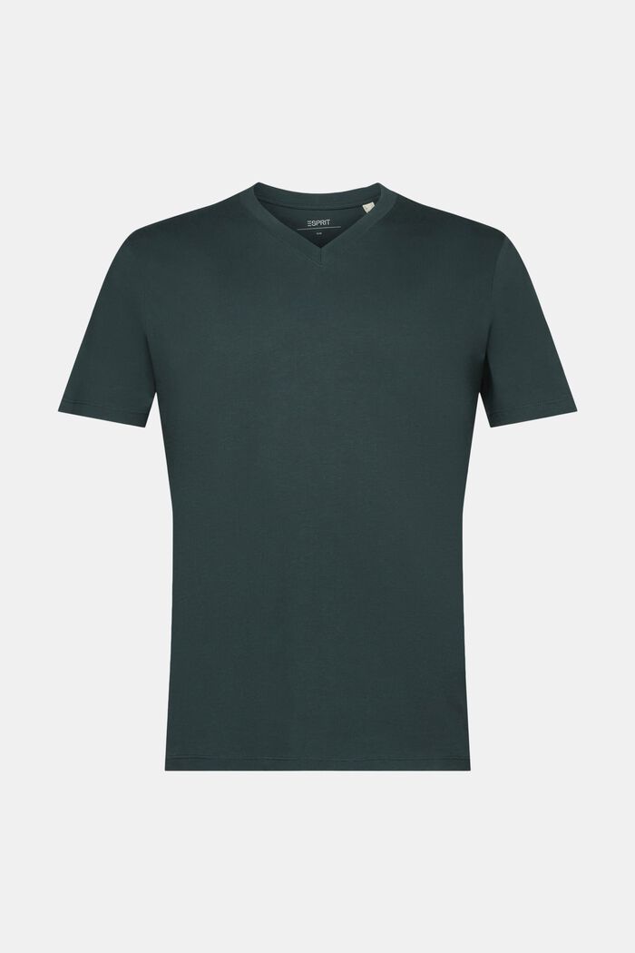 T-shirt en coton à encolure en V de coupe Slim Fit, TEAL BLUE, detail image number 6