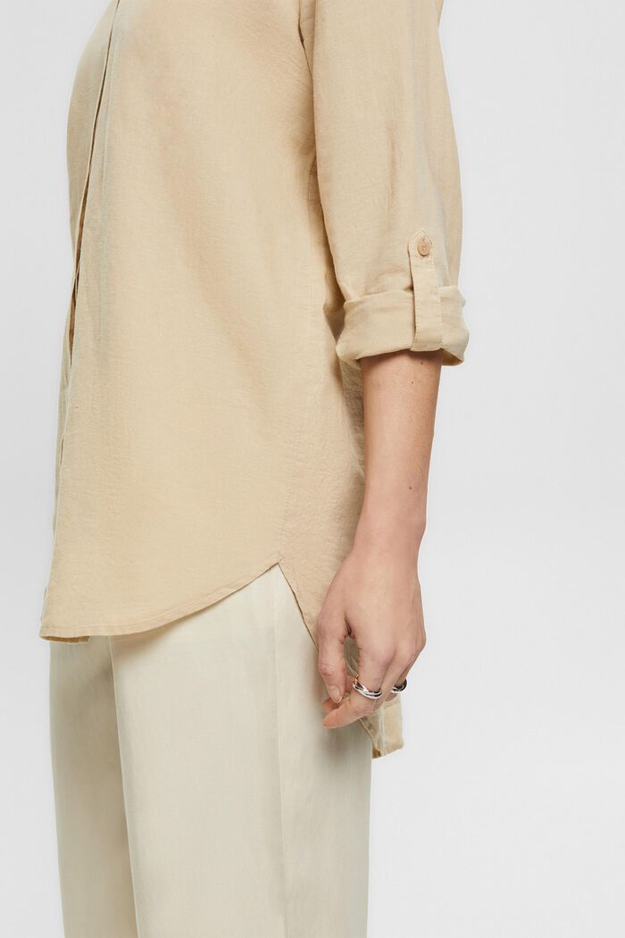 Oversized blouse van een linnenmix, SAND, detail image number 0
