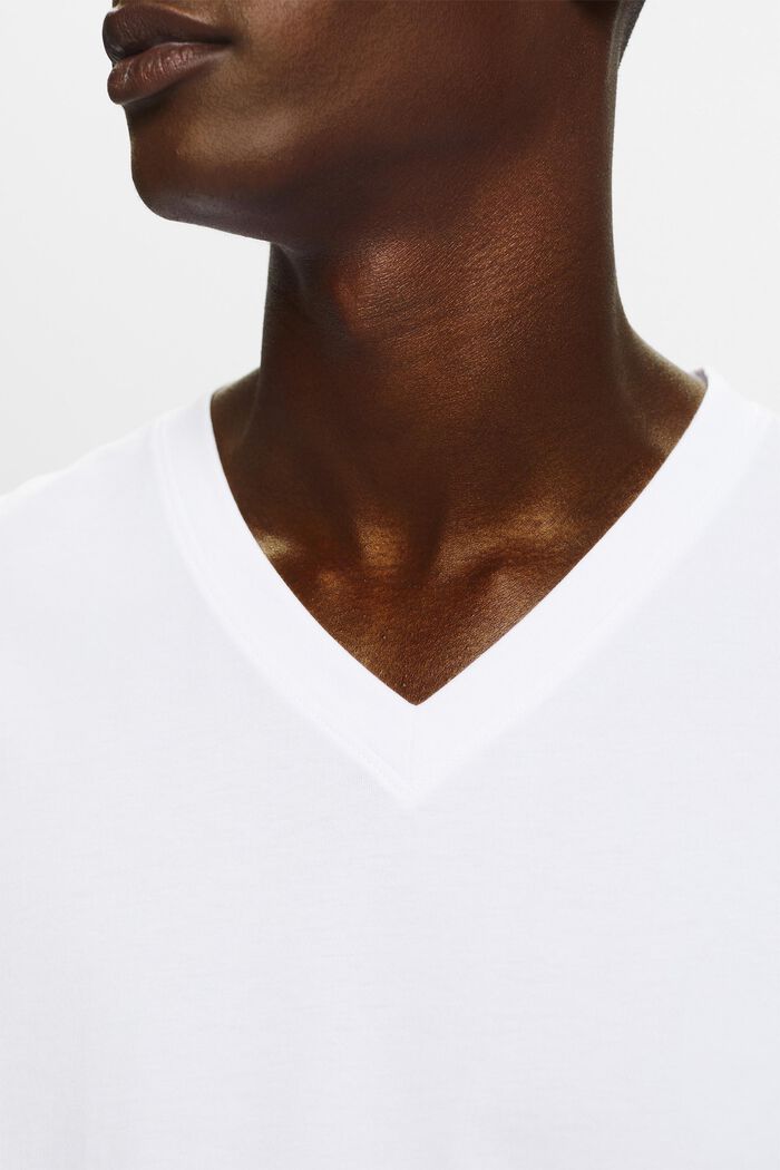 T-shirt à encolure en V en coton biologique, WHITE, detail image number 3
