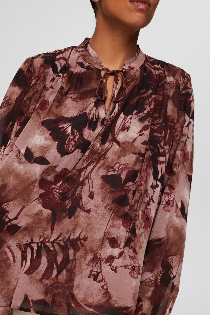 Gerecycled: chiffon blouse met bloemenprint, OLD PINK, detail image number 2