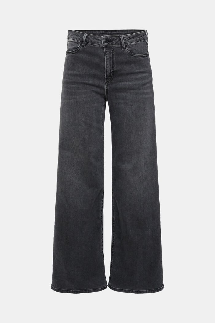 High-rise jeans met wijde pijpen, BLACK MEDIUM WASHED, detail image number 6