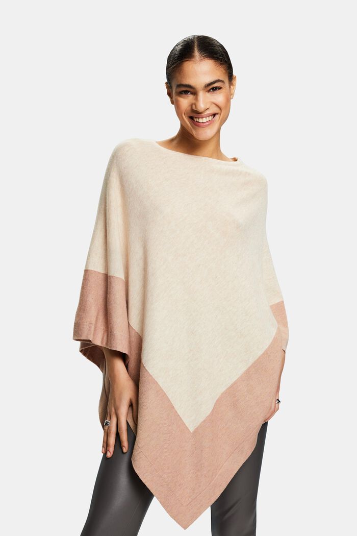 Poncho met asymmetrische zoom, LIGHT TAUPE, detail image number 0