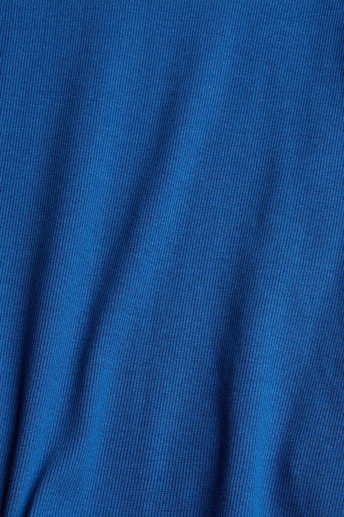 T-shirt finement côtelé, mélange de coton biologique, BRIGHT BLUE, detail image number 1