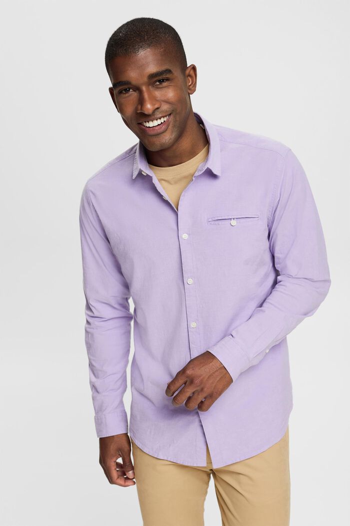 Shirt met slim fit, LILAC, overview