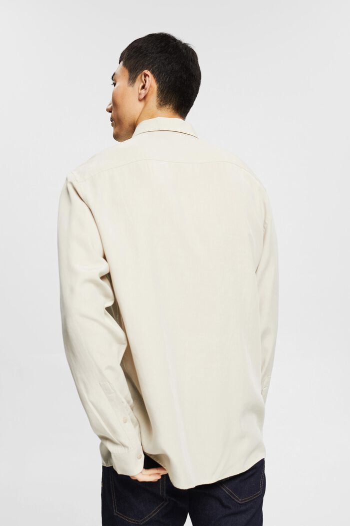 Met linnen: overhemd met buttondownkraag, LIGHT BEIGE, detail image number 3