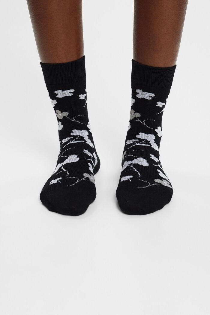 Set van 2 paar grofgebreide sokken met print, GREY / BLACK, detail image number 2