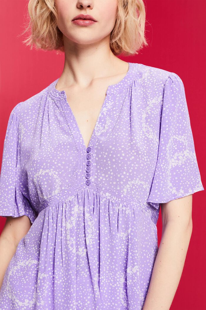 Gerimpelde blouse met print en strik op de achterkant, PURPLE, detail image number 2