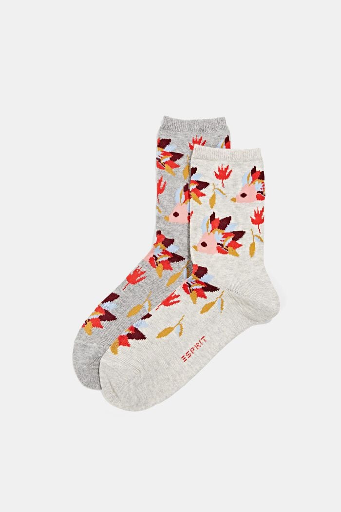 Set van twee paar sokken van een mix met biologisch katoen, GREY/BEIGE, detail image number 0