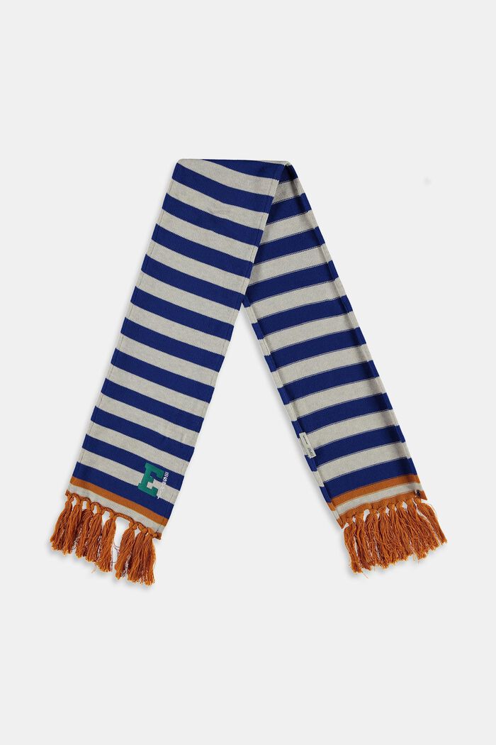 Gestreepte sjaal met franjes, BRIGHT BLUE, detail image number 0