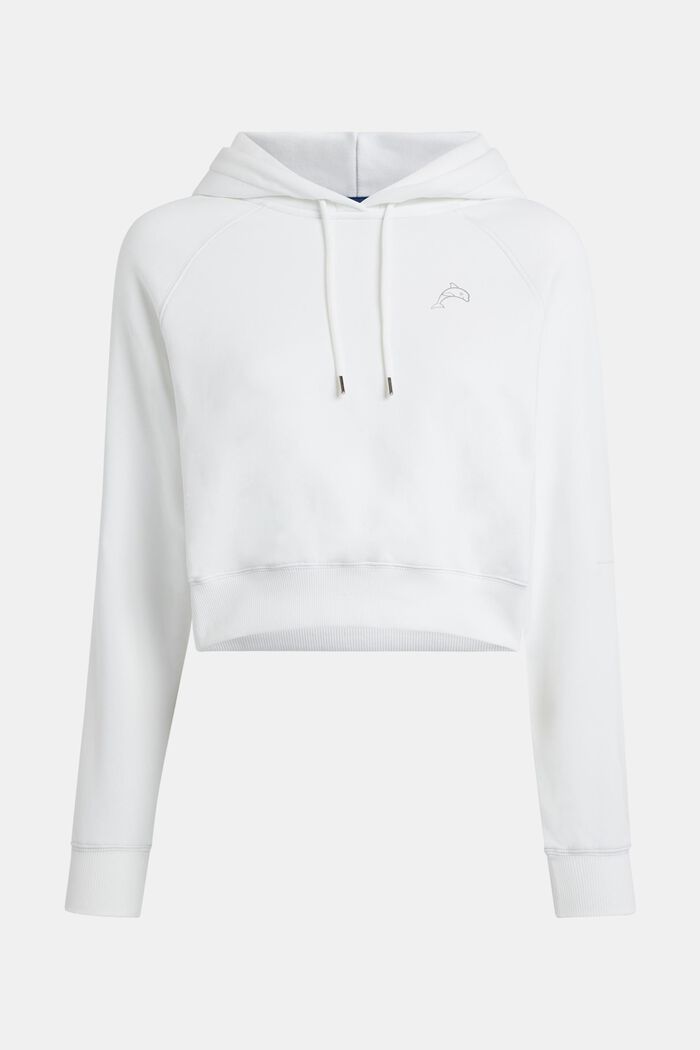 Cropped hoodie Color Dolphin, WHITE, detail image number 4
