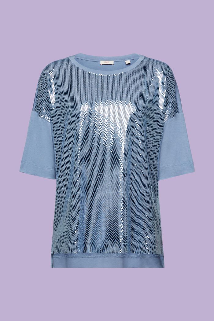 Oversized T-shirt met paillettenapplicatie, BLUE LAVENDER, detail image number 6
