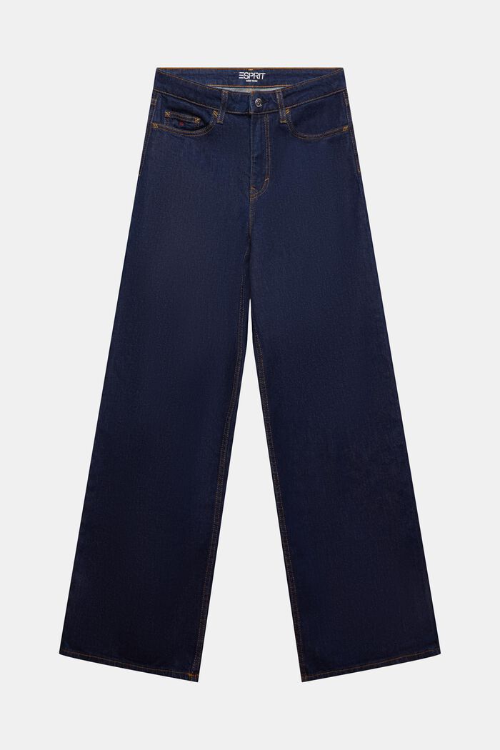 Retro jeans met hoge taille en wijde pijpen, BLUE RINSE, detail image number 7