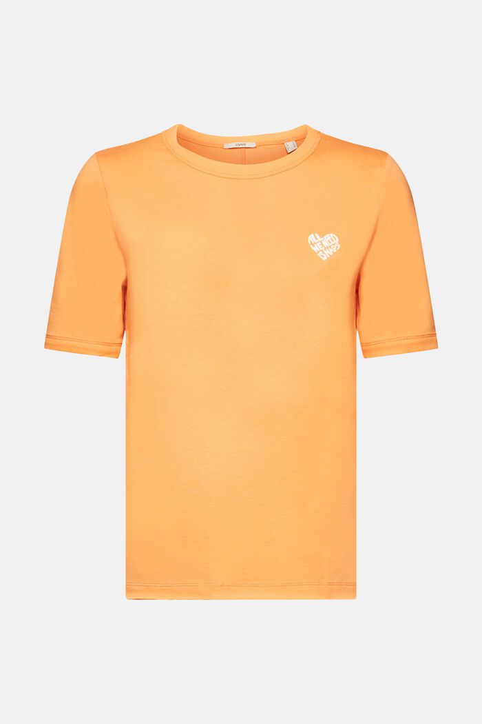 Katoenen T-shirt met hartvorming logo, GOLDEN ORANGE, detail image number 7