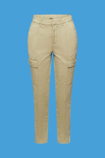 Pantalon de style cargo à taille mi-haute, LIGHT KHAKI, overview