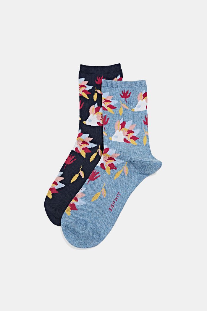 Set van twee paar sokken van een mix met biologisch katoen, NAVY/LIGHT BLUE, detail image number 0