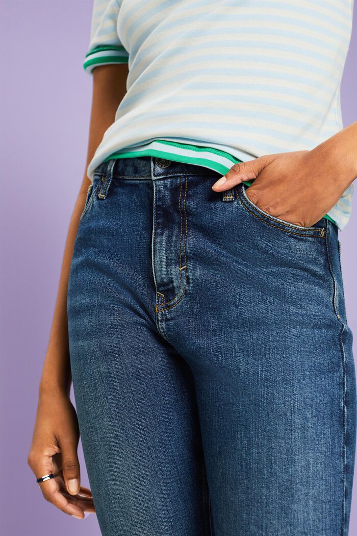 Retro slim jeans met hoge taille, BLUE MEDIUM WASHED, detail image number 4
