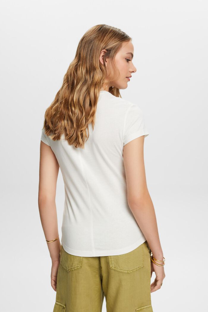 T-shirt à encolure ronde, 100 % coton, OFF WHITE, detail image number 3