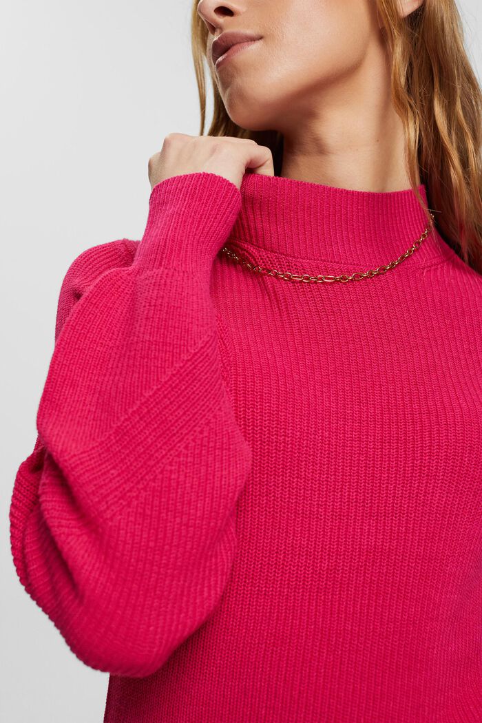 Pull-over en maille à col montant, PINK FUCHSIA, detail image number 2