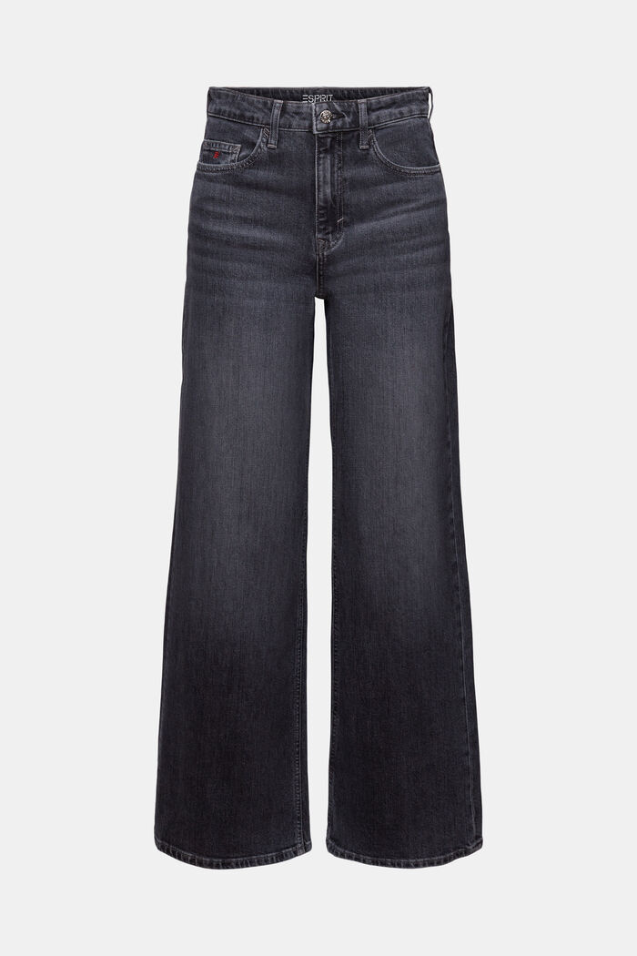 Jeans met wijde pijpen en hoge taille, BLACK MEDIUM WASHED, detail image number 7