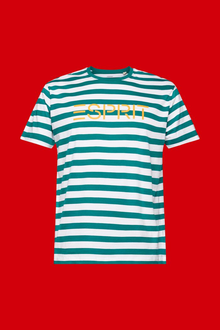 Gestreept T-shirt van katoen, EMERALD GREEN, detail image number 5