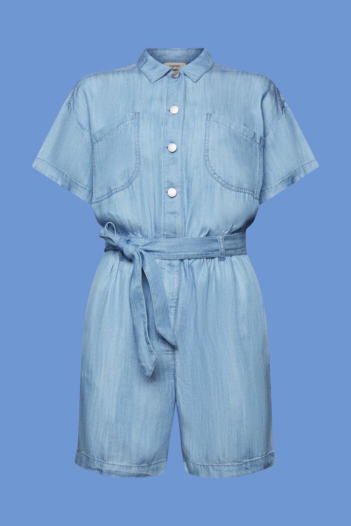 Korte jumpsuit met denim look, TENCEL™, BLUE LIGHT WASHED, detail image number 5