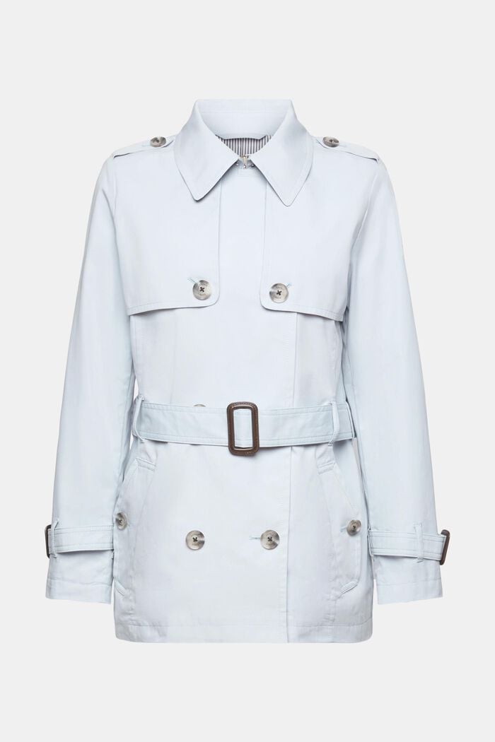 Trench-coat court à ceinture, PASTEL BLUE, detail image number 6