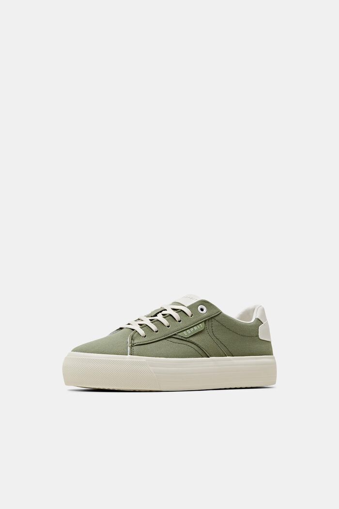 Canvas sneakers met plateauzool, KHAKI GREEN, detail image number 2