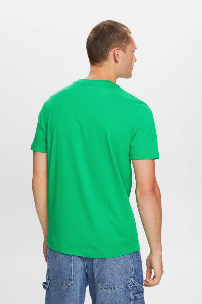 T-shirt van pima katoen-jersey met ronde hals, GREEN, detail image number 3