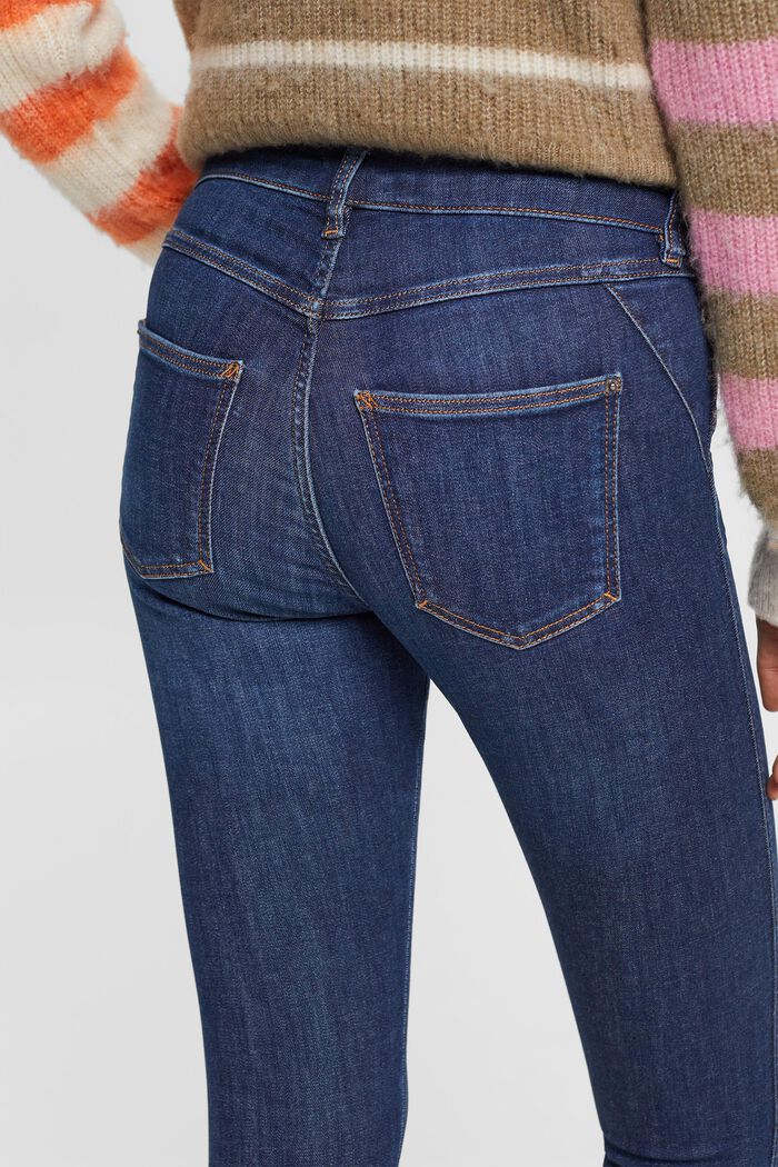 High-rise skinny jeans met stretch, BLUE DARK WASHED, detail image number 4