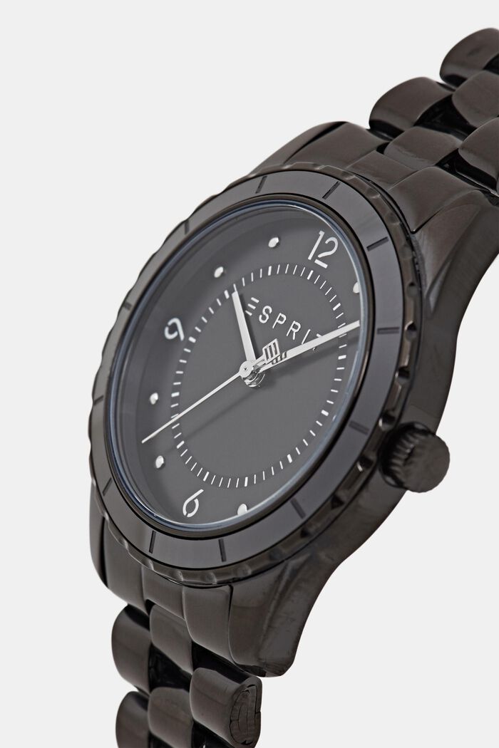 Edelstalen horloge met schakelbandje, BLACK, detail image number 1