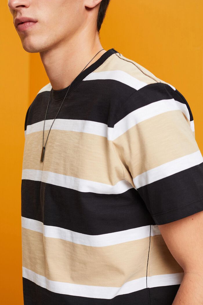 T-shirt en jersey rayé, 100 % coton, BLACK, detail image number 2