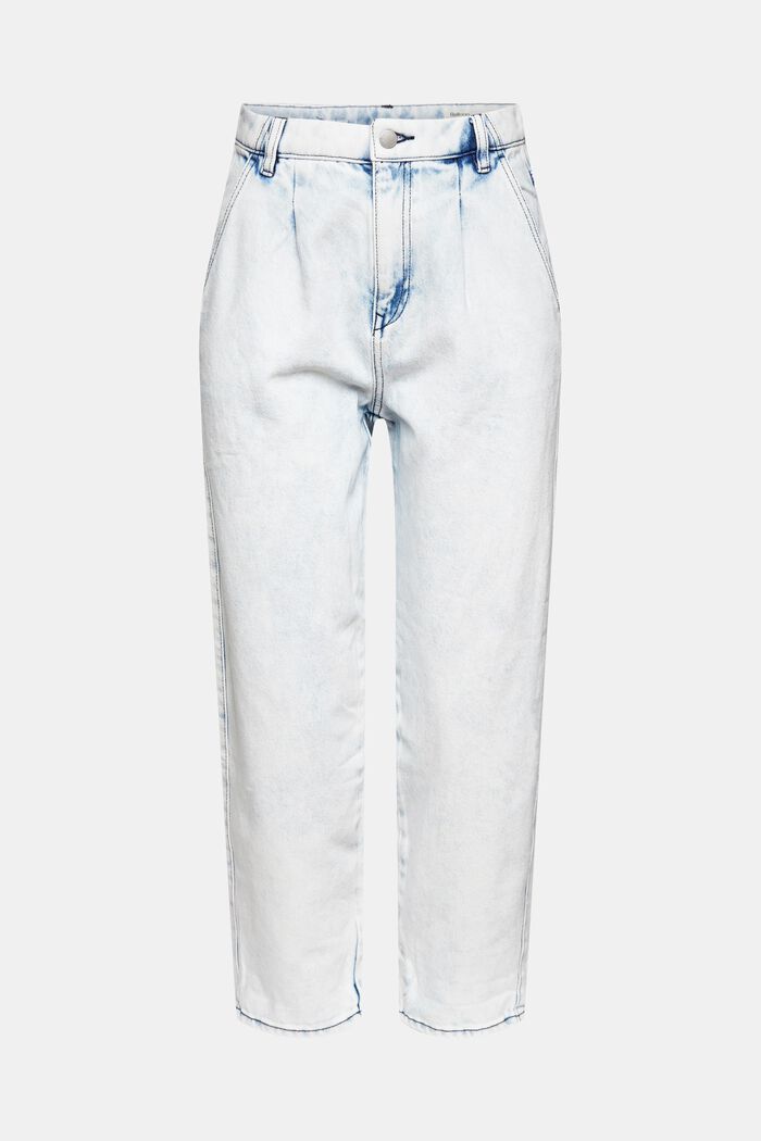 Cropped jeans met bandplooien, BLUE BLEACHED, detail image number 6