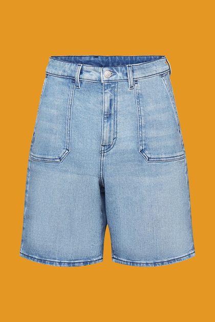 Short en jean taille haute, BLUE LIGHT WASHED, overview