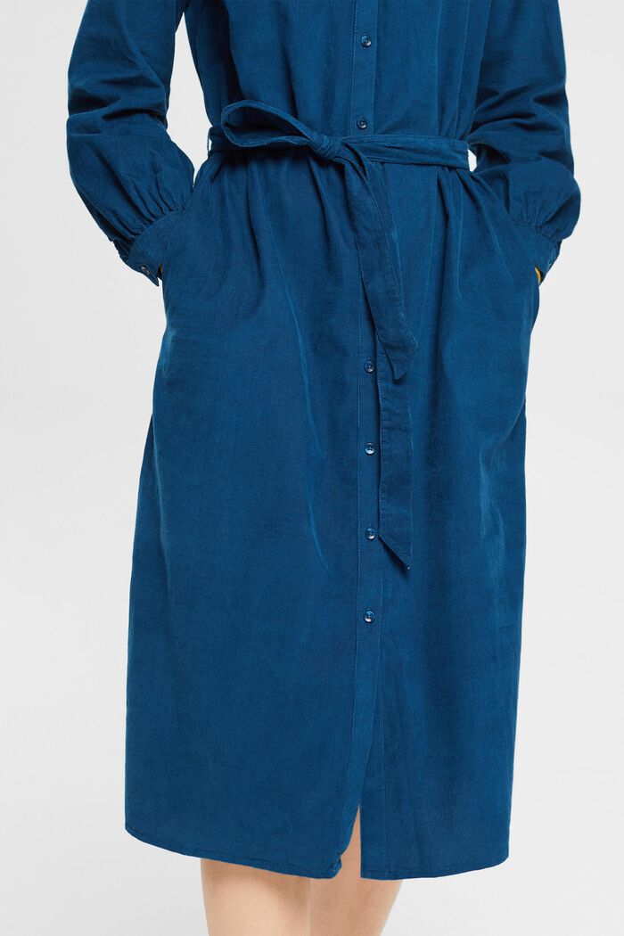 Corduroy midi-jurk, PETROL BLUE, detail image number 0