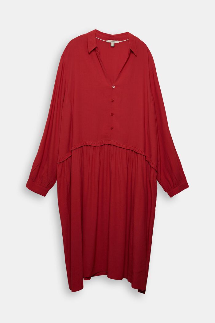 CURVY jurk met ruchesrand, RED, detail image number 0
