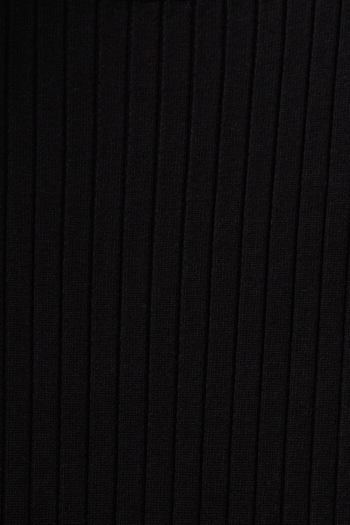 Ribgebreide jurk met plooien, BLACK, detail image number 5
