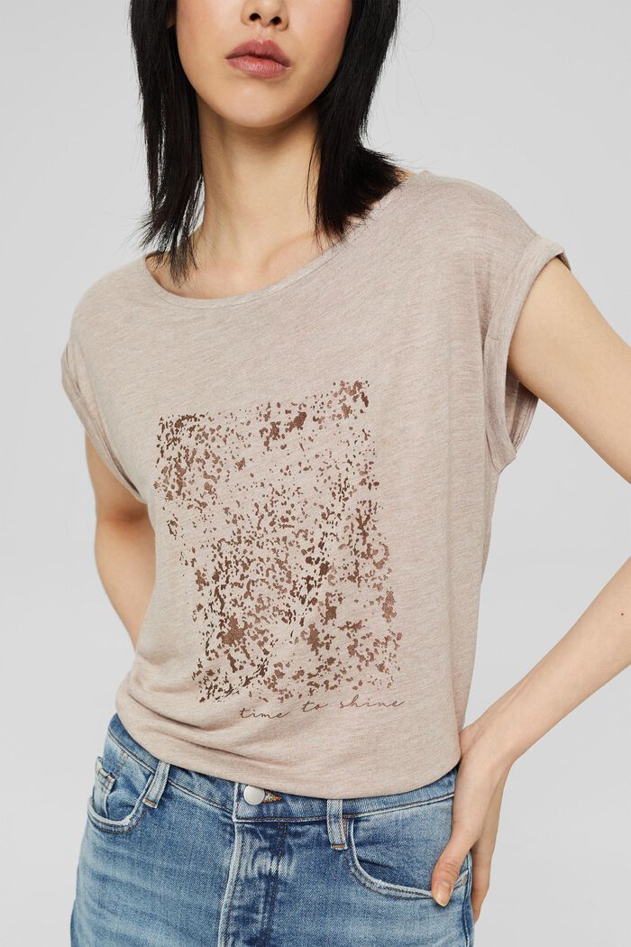 T-shirt à imprimé métallisé, LENZING™ ECOVERO™, LIGHT TAUPE, detail image number 0