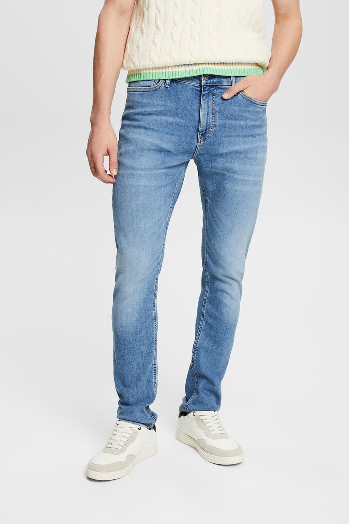 Mid rise skinny jeans, BLUE LIGHT WASHED, detail image number 0