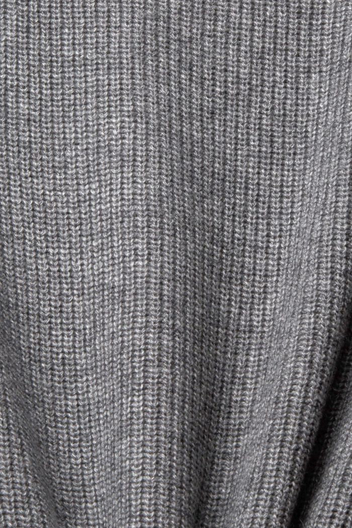 Ribgebreid, mouwloos vest van wolmix, MEDIUM GREY, detail image number 1