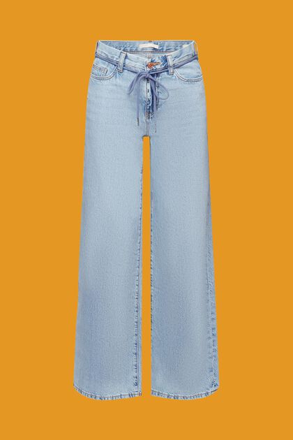 Jeans met wijde pijpen en hoge taille met ceintuur