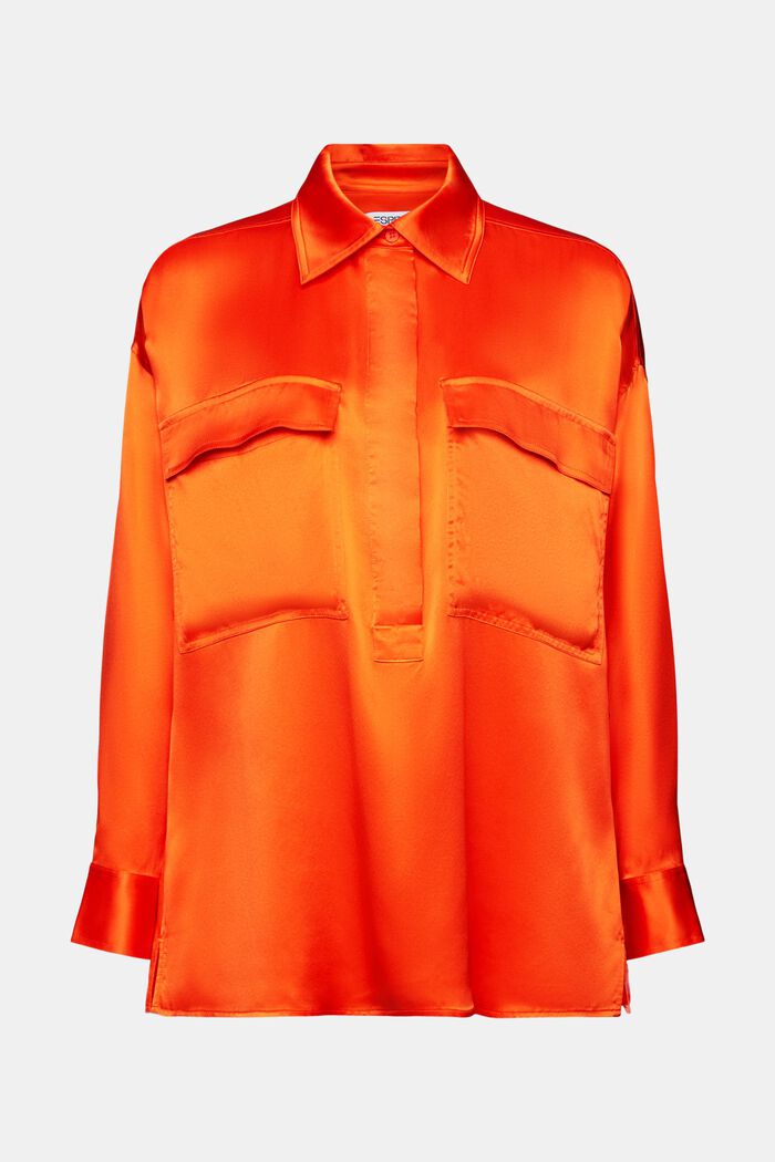 Zijde-satijnen blouse, BRIGHT ORANGE, detail image number 6