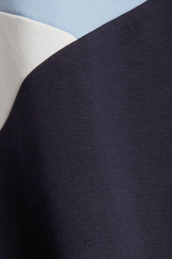 En matière recyclée : robe molletonnée à capuche au design colour blocking, NAVY, detail image number 4
