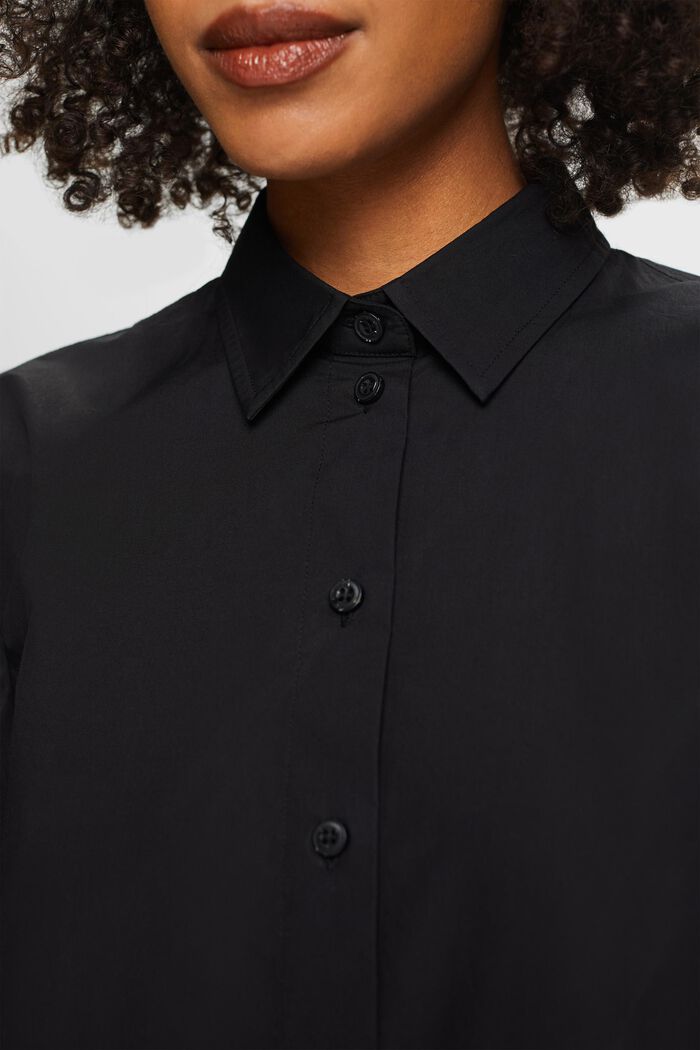 Cropped popeline blouse, BLACK, detail image number 3