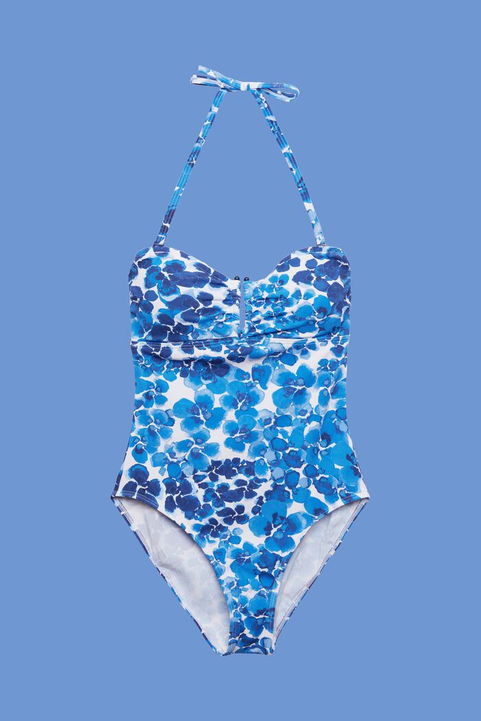 Gewatteerd halterbadpak met print all-over, BLUE, detail image number 3