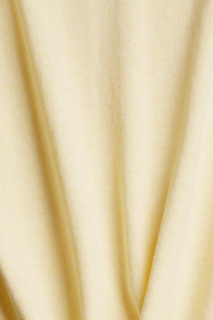 Basic trui van een mix van biologisch katoen, PASTEL YELLOW, detail image number 1