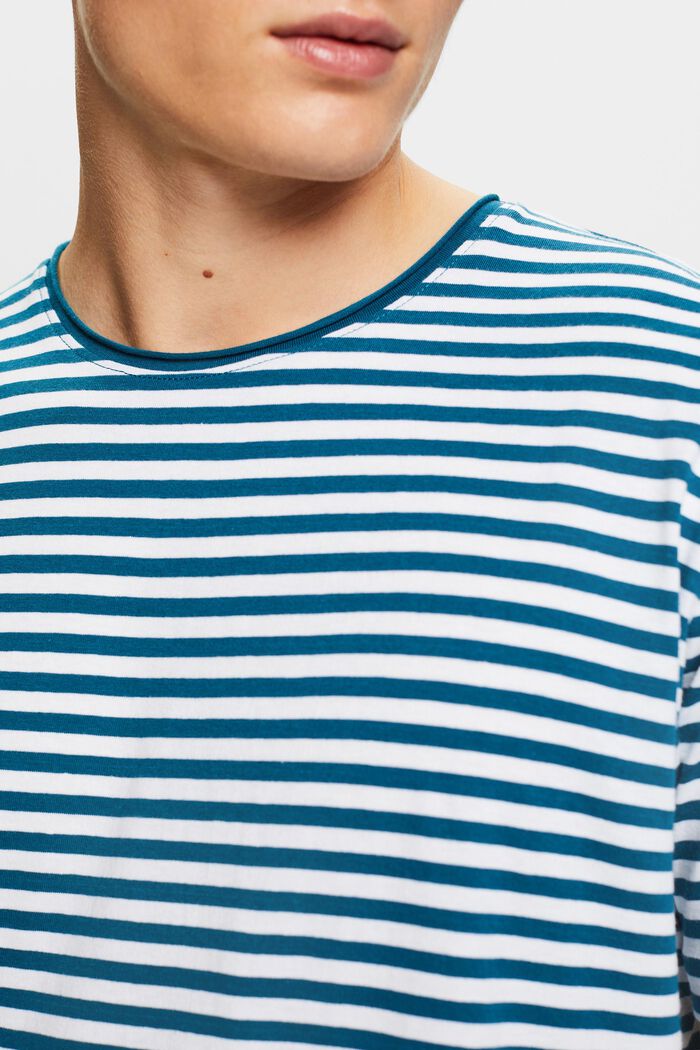 T-shirt en jersey à motif à rayures, PETROL BLUE, detail image number 3