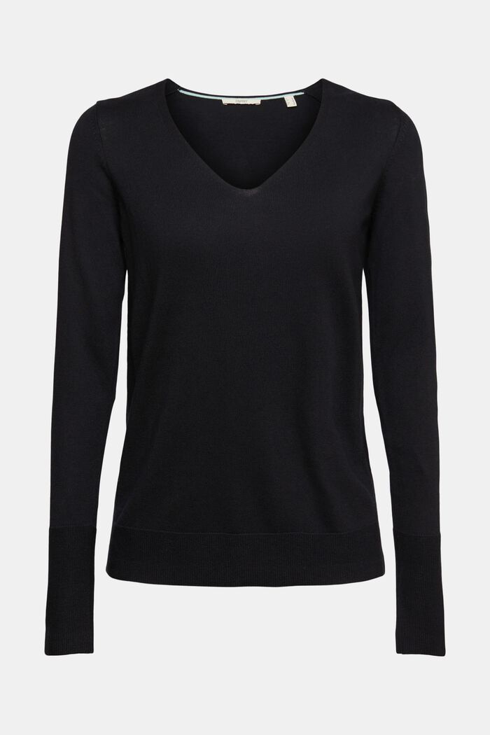 Sweater met V-hals, BLACK, detail image number 2