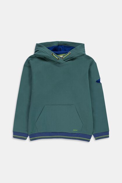 Katoenen hoodie, TEAL GREEN, overview